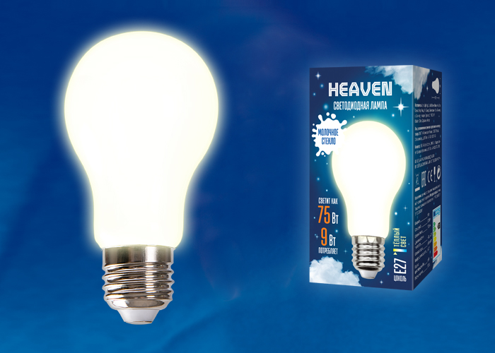 Лампа светодиодная Uniel LED-A60-9W/3000K/E27/FR GLH01WH UL-00004841