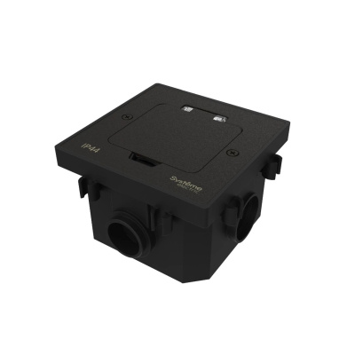 Лючок на 2 модуля IP44 с монтажной коробкой для бетонных полов , тип MDK20 Systeme Elecrtic MultiDesk MDK20202MBC