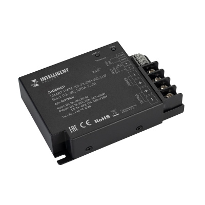 Диммер Arlight SMART-PWM-101-73-DIM-PD-SUF Black (12-48V, 1x20A, 2.4G) (IARL, IP20 Металл) 028175(1)
