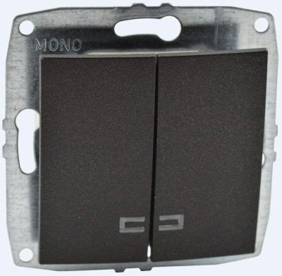 Выключатель двухклавишный с подсветкой Mono Electric Despina-Larissa 10А 250В графит 500-002025-103