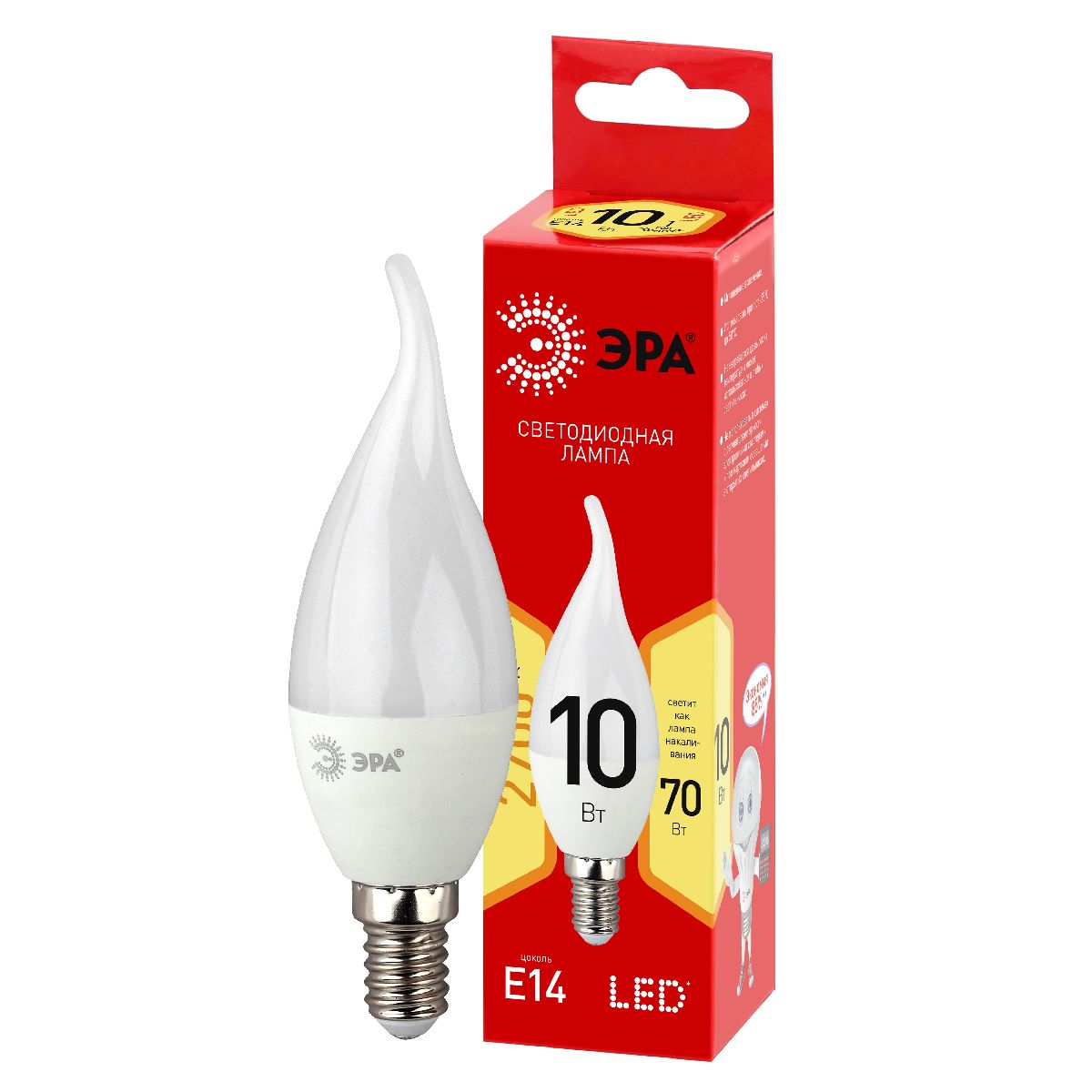 Лампа светодиодная Эра E14 10W 2700K LED BXS-10W-827-E14 R Б0051854