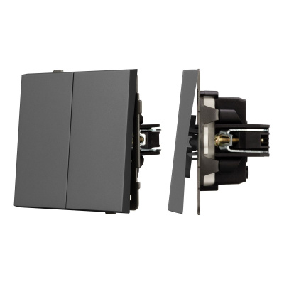 Механизм выключателя двухклавишный проходной Arlight SWT-TENDO-MKP2-SFPL-GR (230V, 10A) 054555