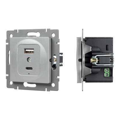 Механизм USB розетки Arlight SCT-MUAC-PL-GR-V (5V, 3A, QC4) 049840