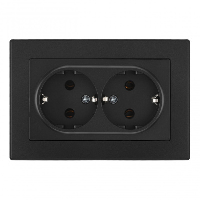 Розетка двойная с/з и шторками Arte Milano SET06-double-40-2 black