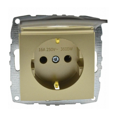 Розетка с заземлением с крышкой Mono Electric Despina-Larissa 16А 250В титан 500-002221-118