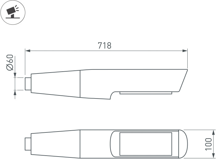 Уличный светильник Arlight OXOR-NOXT-EMP-718x100-75W Day4000 (BK, 120 deg, 230V) IP65 052481