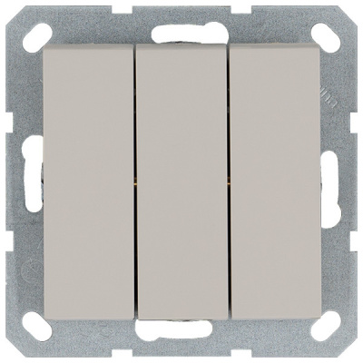 Выключатель трехклавишный 10A 250V с накладкой, цвет Тауп Jasmart G3031T