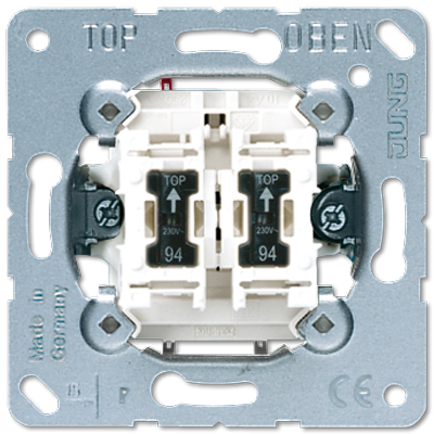 Мех-зм выключателя 2-кл. 10А 250В с 2-мя ламп. подсветки Jung 505U5