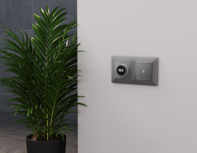 Лицевая панель Alfa (Сталь матовый) для терморегулятора теплого пола с цифровым дисплеем Quant Ambrella Volt AP5058