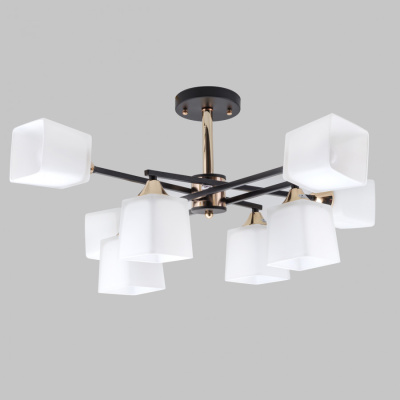 Люстра на штанге IMEX MD.4080-8-S-BK+FGD