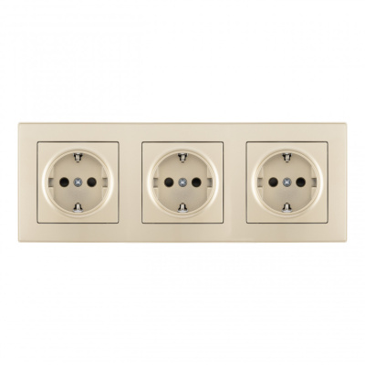 Розетка тройная (трехпостовая) с/з и шторками Arte Milano SET06-3-40-1x3 shampan