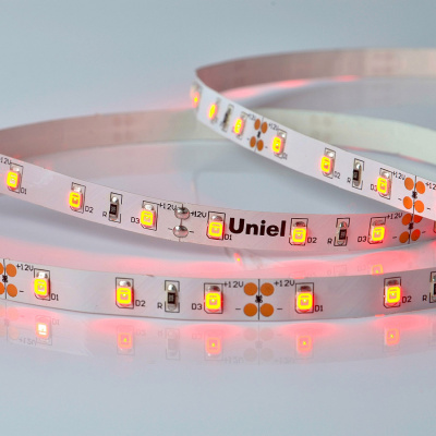 Светодиодная лента Uniel ULS-M11-2835-60LED/m-8mm-IP20-DC12V-4,8W/m-5M-RED PROFI катушка в герметичной упаковке