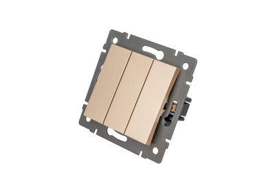 Механизм выключателя трехклавишный непроходной Arlight SWT-MK03-PL-GD-V (250V, 10A) 049899