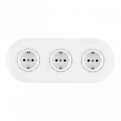 Круглая розетка тройная (трехпостовая) с/з и шторками Arte Milano SET08-3-40-1x3 white
