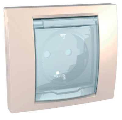 Розетка Schneider Electric Unica с/з со шторкамии крышкой 16A 250V MGU61.037.25