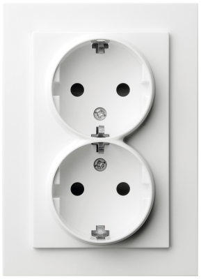 Двойная розетка SHUKO Jasmart с защитными шторками 16A 250V 2P+T белый глянцевый G5504W