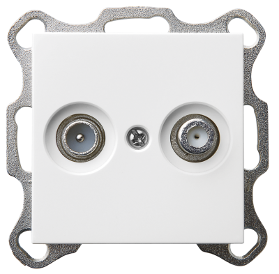 Розетка TV-FM Jasmart проходная с накладкой белый глянцевый G6205W