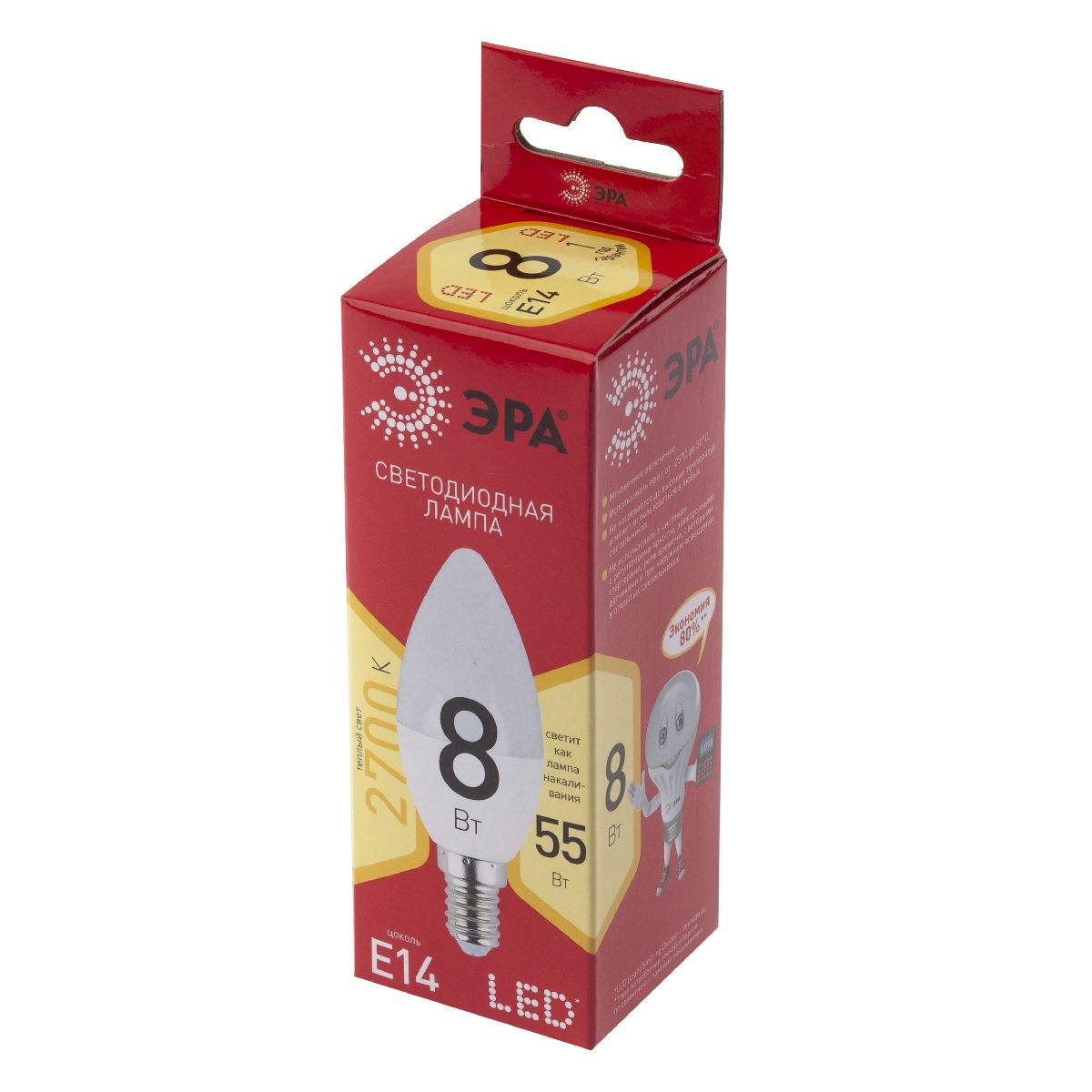 Лампа светодиодная Эра E14 8W 2700K LED B35-8W-827-E14 R Б0050694