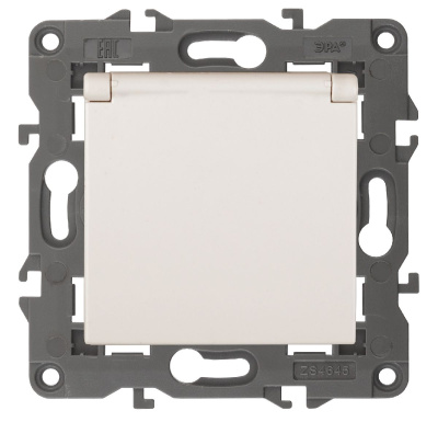 Розетка 2P+E Schuko со шторками с крышкой Эра 14-2103-02 Б0034279