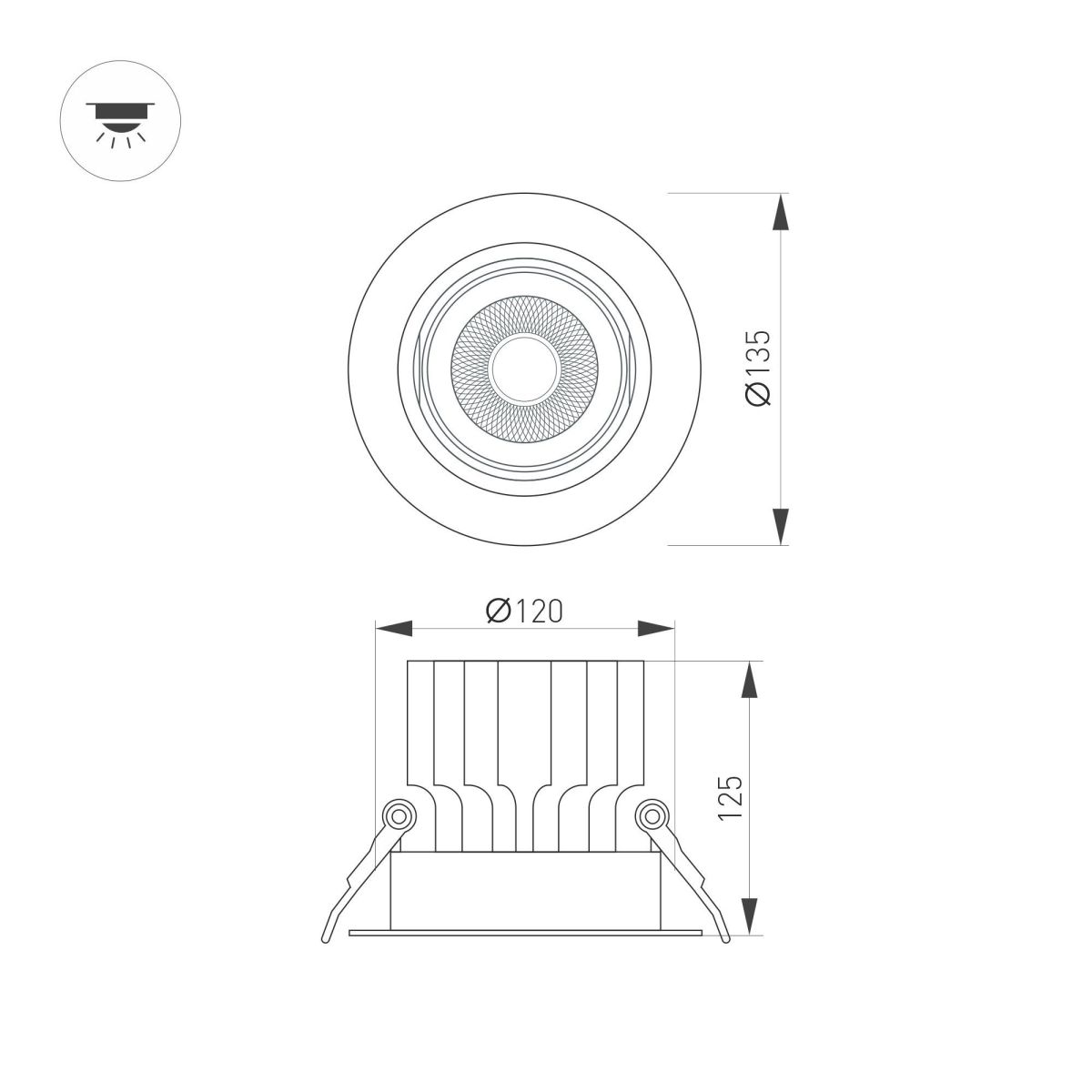 Встраиваемый светильник Arlight MS-VORTEX-BUILT-R135-30W Day4000 (BK-BK, 50 deg, 230V) 057952