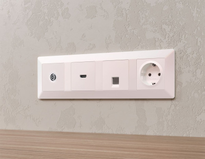 Комплект механизма TV розетки оконечной экранированной 5-1000MHz 3dB Alfa Жемчуг Quant Ambrella Volt MA213005 (AP2130, VM199)