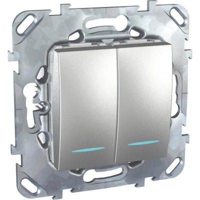 Выключатель двухклавишный с подсветкой Schneider Electric Unica MGU5.0101.30NZD