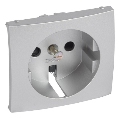 Лицевая панель Legrand Valena розетки 2К+З со шторками алюминий 770257