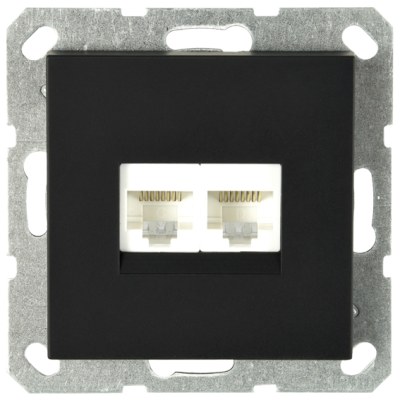 Интернет розетка Jasmart двойная разъем RJ45х2 с накладкой черный матовый (soft touch) G6106PB