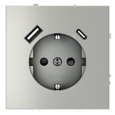 Розетка с USB, A+C Voltum S70 VLS040505 (сталь)