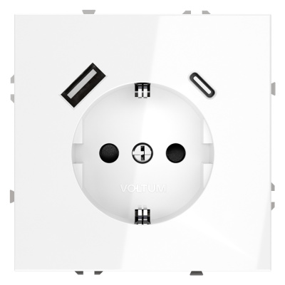 Розетка с USB, A+C Voltum S70 VLS040501 (белый глянцевы