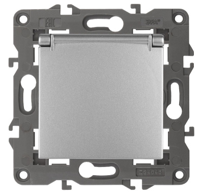 Розетка 2P+E Schuko со шторками с крышкой Эра 14-2103-03 Б0034280