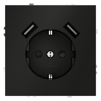 Розетка с USB, А+А Voltum S70 VLS040408 (черный матовый