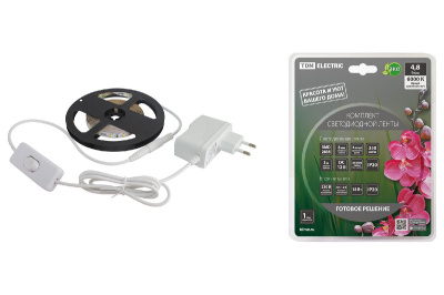 Светодиодная лента TDM Electric 12В 2835 4,8Вт/м 6000K 3м IP20 SQ0331-0224