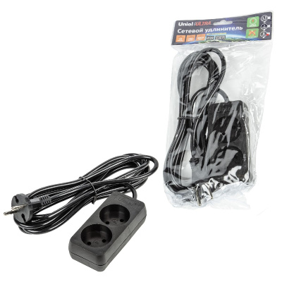 Удлинитель бытовой Uniel Ultra S-CU2-3 BLACK UL-00009976