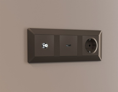 Комплект механизма TV розетки SAT 5-2400MHz 3.5dB Alfa Темная бронза матовый Quant Ambrella Volt MA643050 (AP6430, VM215)