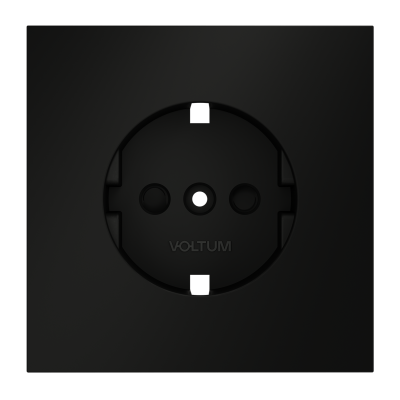 Накладка для розетки с заземлением и защитными шторками Voltum S70 (черный матовый) VLS000708