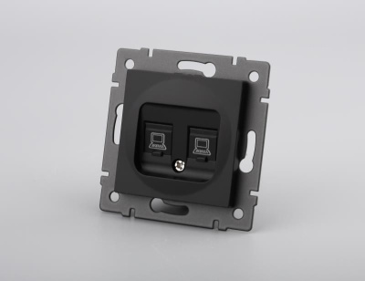 Механизм компьютерной розетки двойной Arlight SCT-MPC2-PL-BK-V (RJ-45, CAT6) 049853