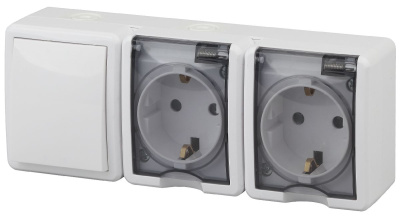 Блок две розетки+выключатель Эра 11-7403-01 Б0027673