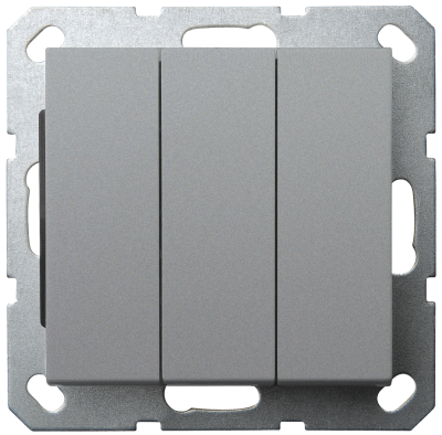 Выключатель трёхклавишный Jasmart в комплекте с накладкой 10A 250V цвет алюминий G3031S