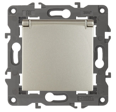 Розетка 2P+E Schuko со шторками с крышкой Эра 14-2103-04 Б0034281