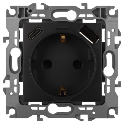 Розетка со шторками с USB type-A+C Эра 12-4108-05 Б0067707