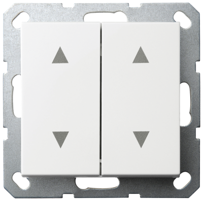 Выключатель двухклавишный Jasmart для жалюзи/штор в комплекте с накладкой белый глянцевый 10A 250V G3028W