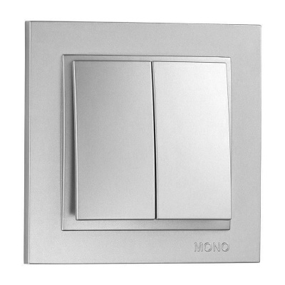 Выключатель двухклавишный Mono Electric Despina 10А 250В серебро 102-212125-102