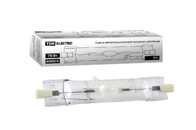 Лампа металлогалогенная TDM Electric Rх7s 70W 6000K прозрачная SQ0325-0012