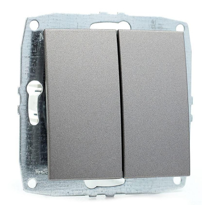 Выключатель двухклавишный Mono Electric Despina-Larissa 10А 250В антрацит 500-002425-102