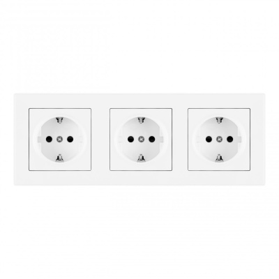 Розетка тройная (трехпостовая) с/з и шторками Arte Milano SET06-3-40-1x3 white