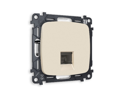 Комплект механизма телефонной розетки RJ-11(4P4C) со шторкой Ambrella Volt Omega MO332030