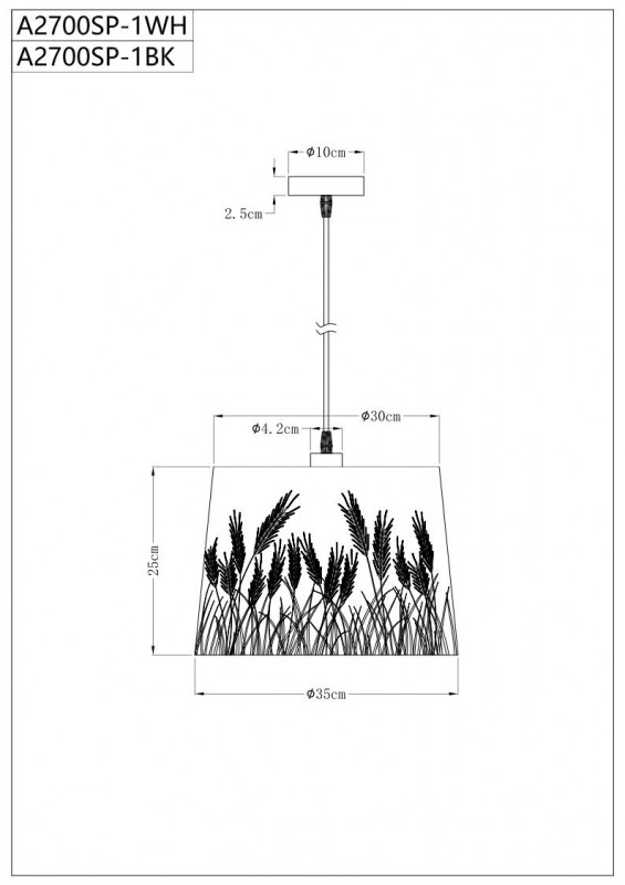 Подвесная люстра ARTE Lamp A2700SP-1WH