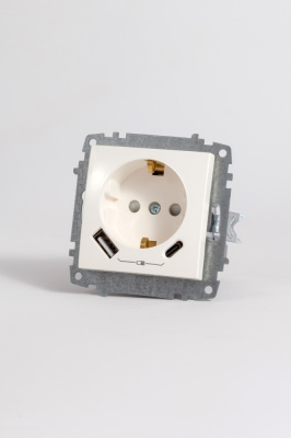 Розетка с/з зарядка (Type C+USB) ELBI Zena Vega 609-010200-334