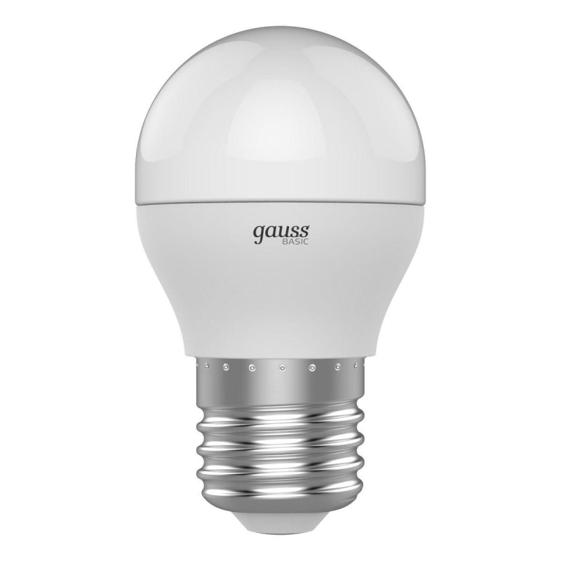 Лампа светодиодная Gauss E27 7,5W 3000К шар матовый 1053218